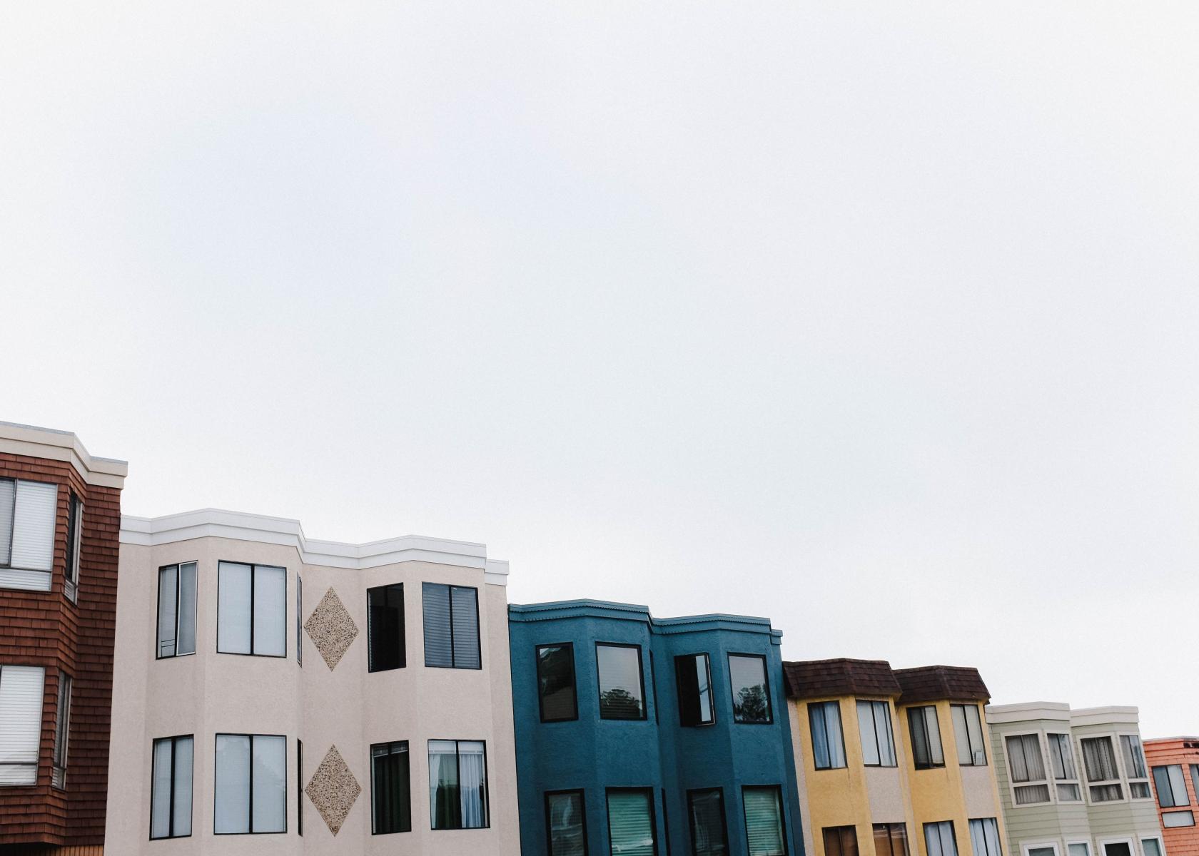Different Colored Houses Lined Up