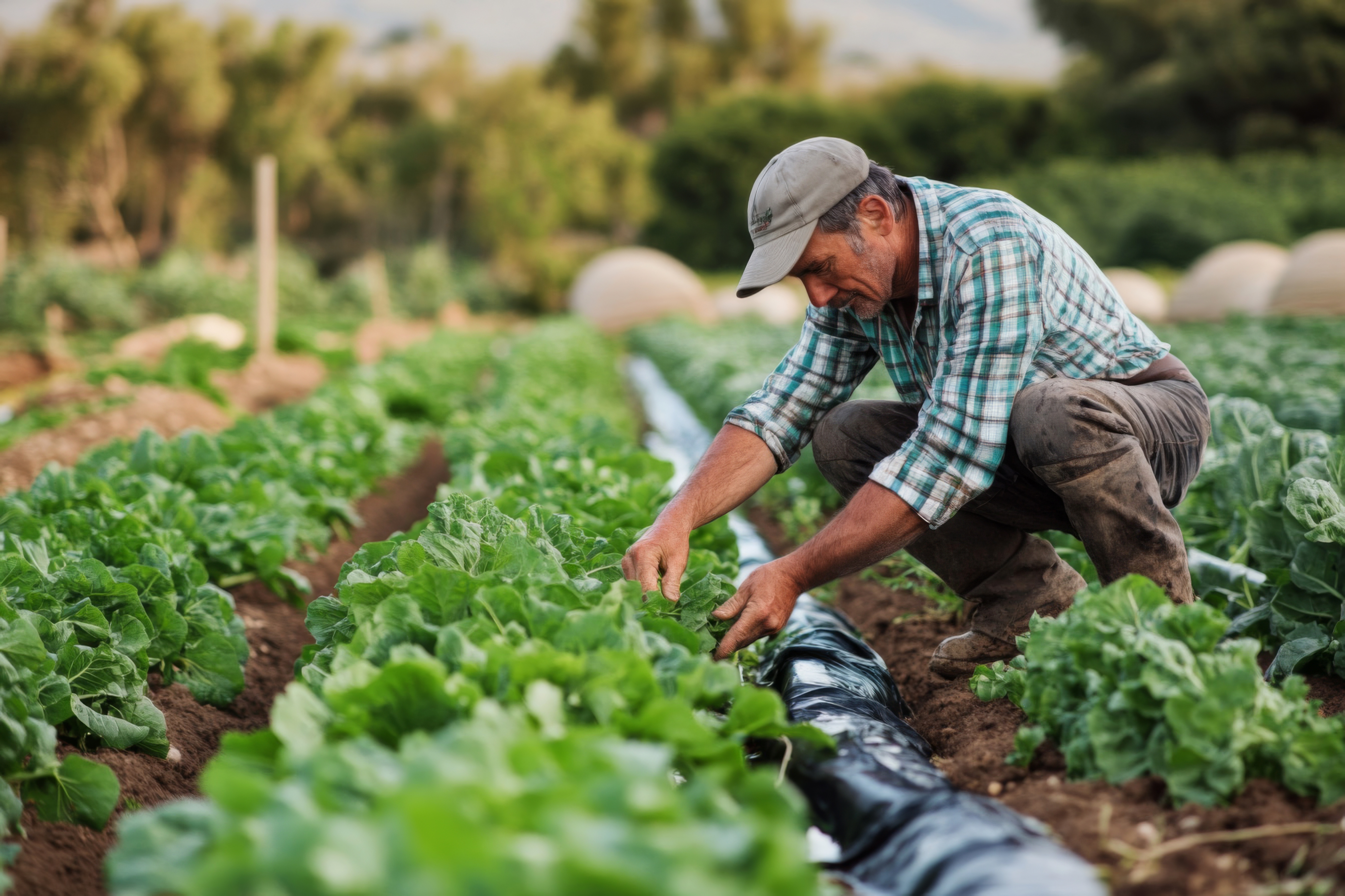 A man picking crops