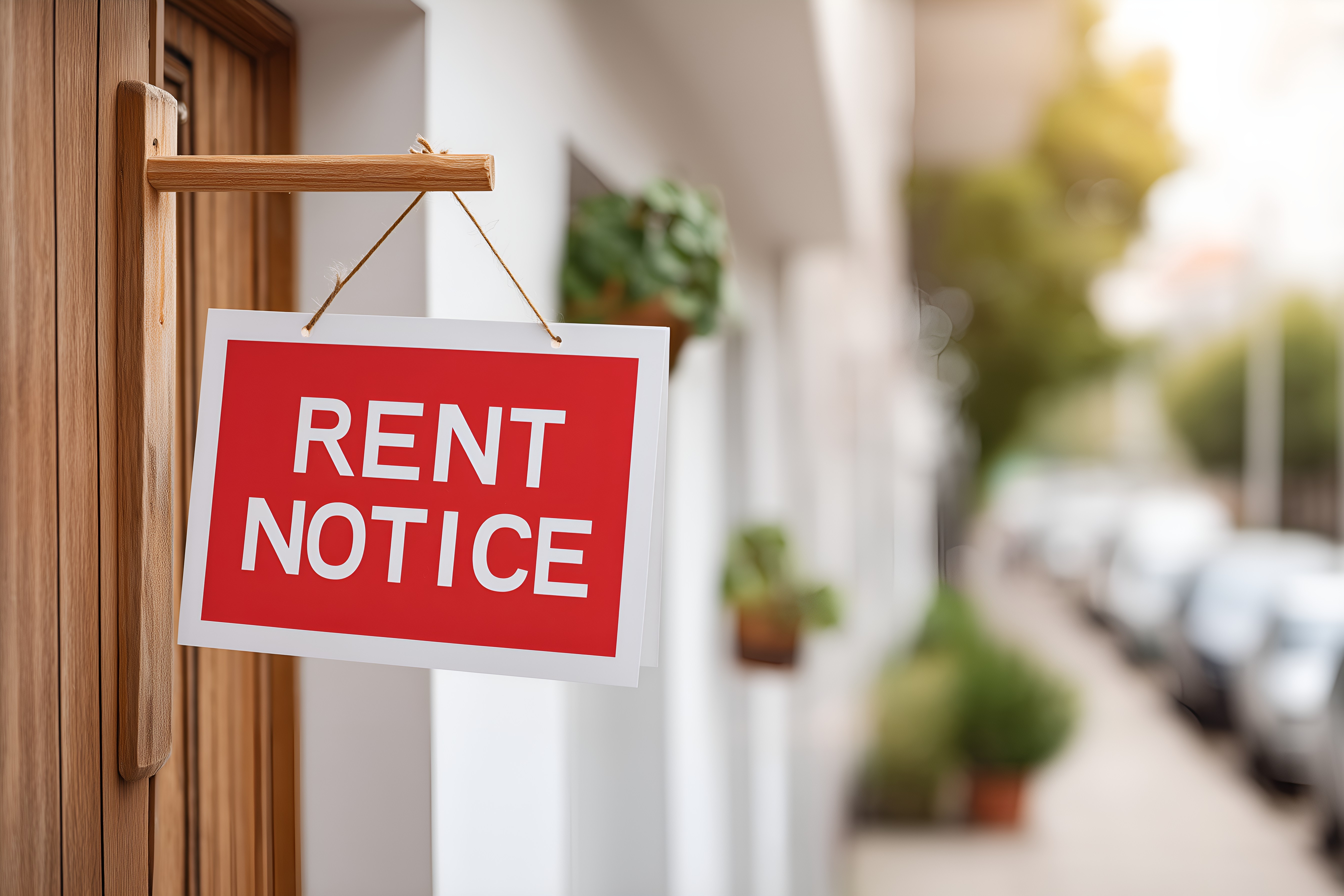 Rent Notice sign on door