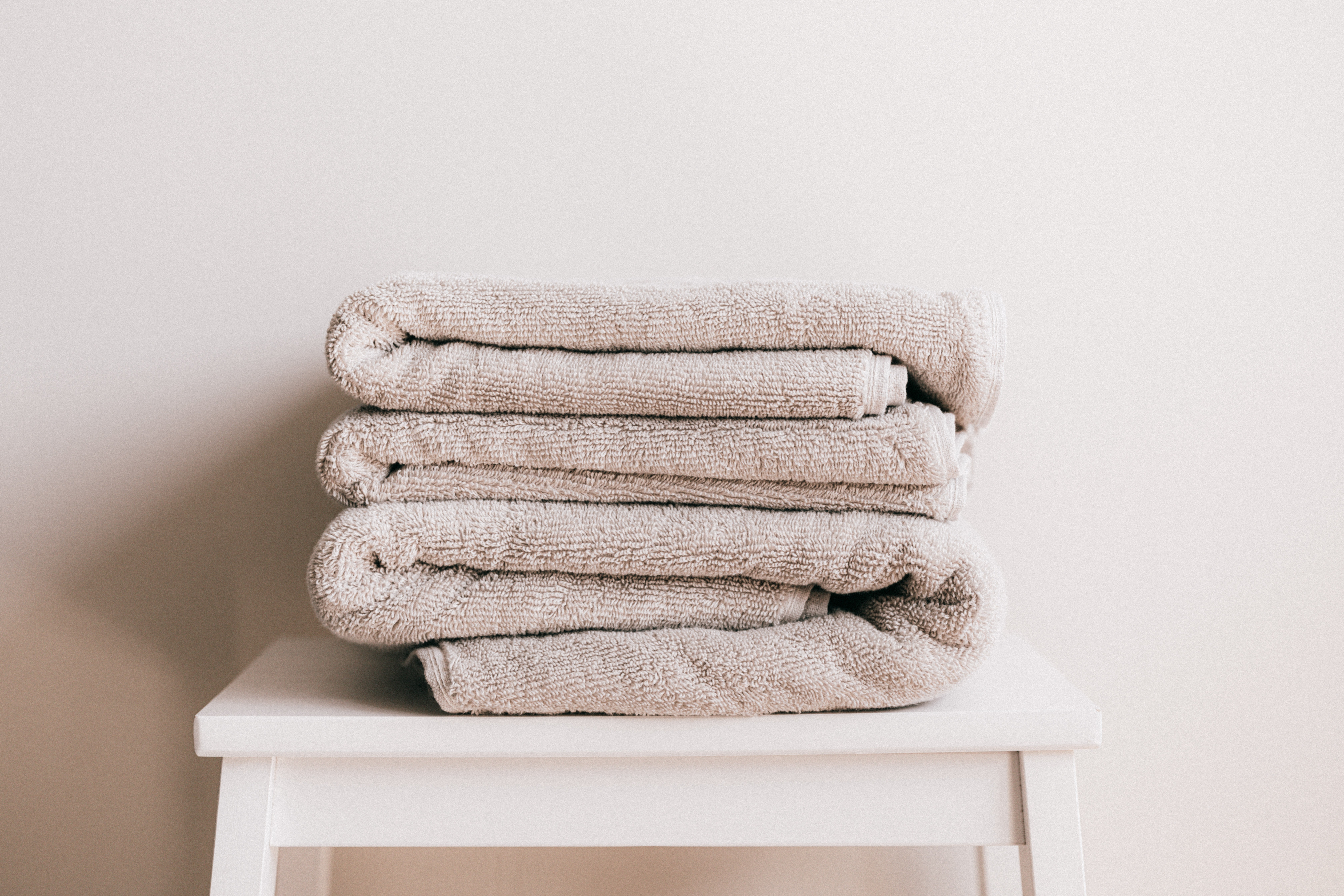 Stack of towels on a table