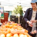 Student at on-campus farmer's market