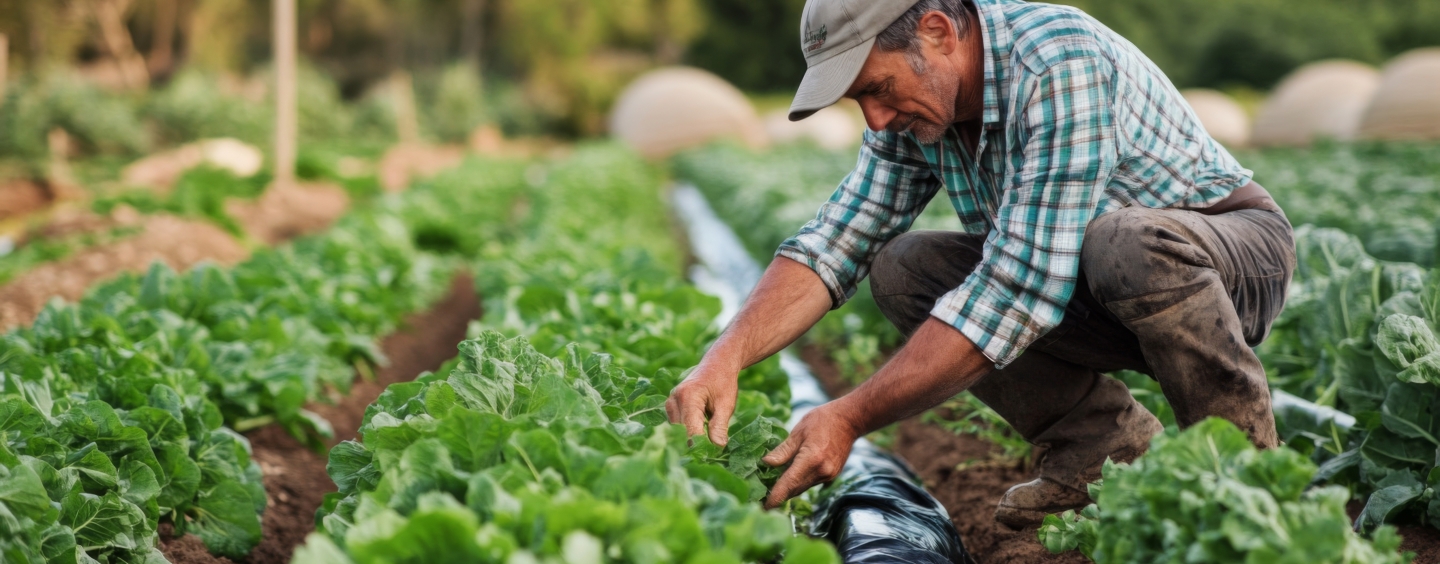 A man picking crops