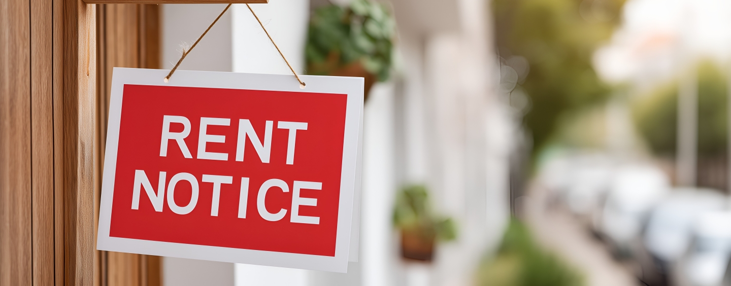 Rent Notice sign on door