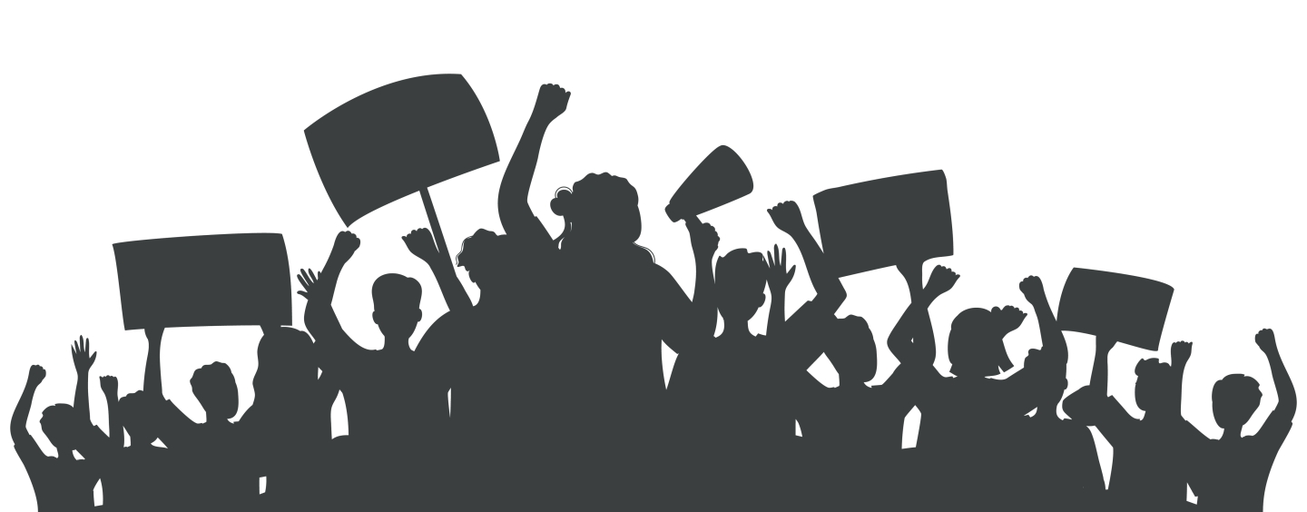 Shadow of protesters