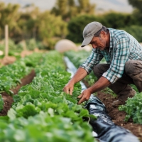 A man picking crops