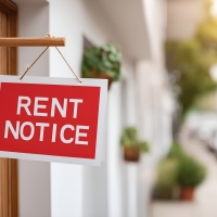 Rent Notice sign on door