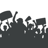 Shadow of protesters