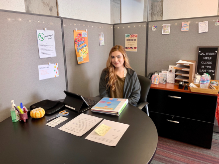 student smiling in the CalFresh Help Clinic